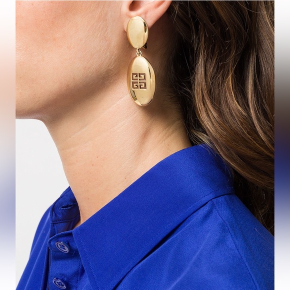 GIVENCHY EARRINGS CLIP ON VINTAGE GOLD PLATED - Picture 1 of 10